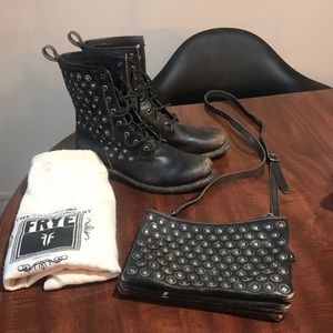 Frye boots with matching crossbody